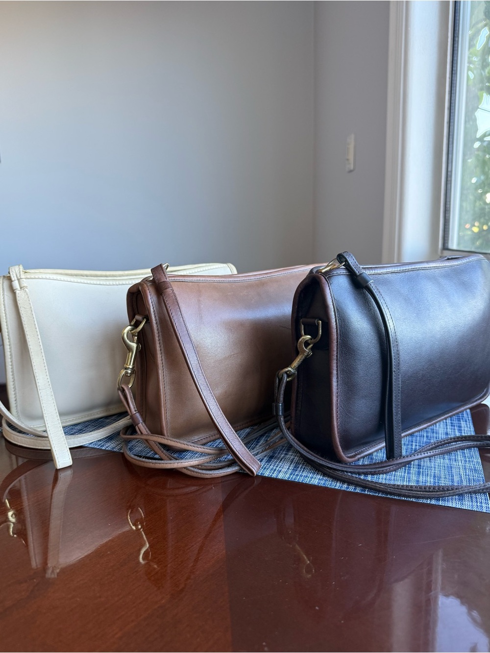 Vintage Coach Basic Bag/Zippered Clutch Lot of 3 Mocha NYC, Putty, Bone